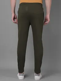 Comfortable Olive Cotton Blend Regular Track Pants For Men-thumb1