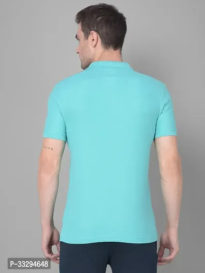 Stylish Blue Cotton Solid Short Sleeves Polos For Men-thumb2