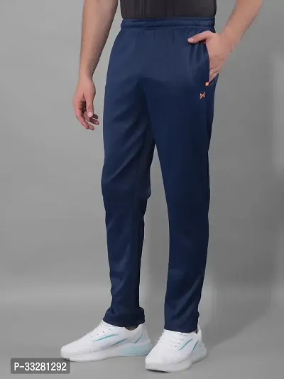 Stylish Navy Blue Polyester Regular Track Pants For Men-thumb2