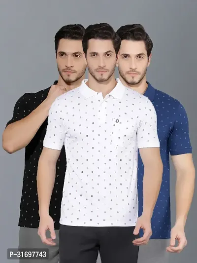 Reliable Multicoloured Cotton Blend Printed T-Shirt For Men Pack Of 3