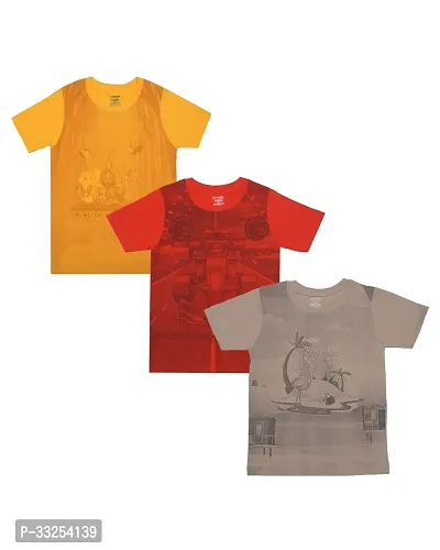 Stylish Multicoloured Cotton Printed T-Shirt For Boys Pack Of 3-thumb0