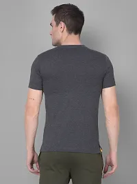 Stylish Black Cotton Solid Short Sleeves Tees For Men-thumb1