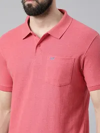 Stylish Red Cotton Solid Short Sleeves Polos For Men-thumb3