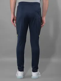 Stylish Navy Blue Polyester Regular Track Pants For Men-thumb2