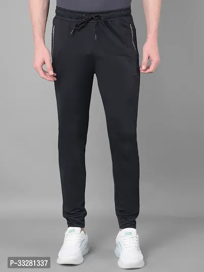 Stylish Black Polyester Regular Track Pants For Men-thumb0