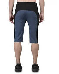 Comfortable Blue Cotton Blend 3/4th Shorts For Men-thumb1