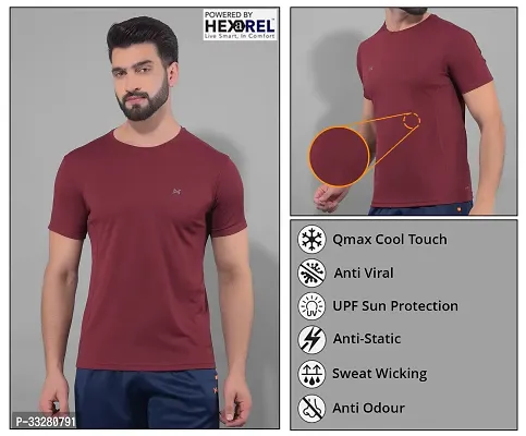 Stylish Polyester Solid Sports Tee For Men-thumb5