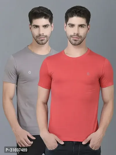 Reliable Multicoloured Cotton Blend Solid T-Shirt For Men Pack Of 2