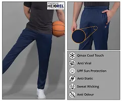 Stylish Navy Blue Polyester Regular Track Pants For Men-thumb4