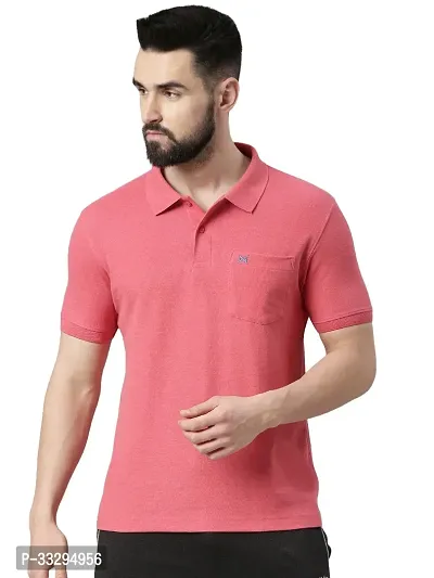 Stylish Red Cotton Solid Short Sleeves Polos For Men