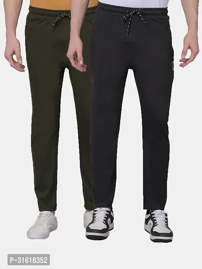 Comfortable Multicoloured Cotton Blend Regular Track Pants For Men Pack of 2