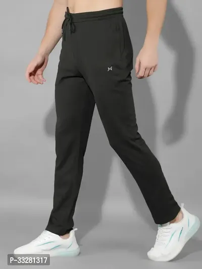 Stylish Olive Polyester Regular Track Pants For Men-thumb2