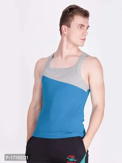 Force NXT Men Cotton Innerwear Gym Vest (Pack of 1) Blue