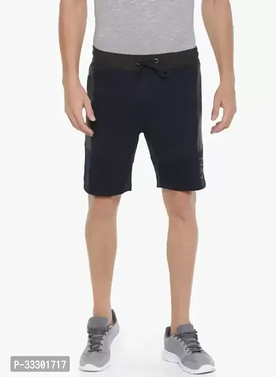 Stylish Cotton Navy Blue Regular Fit 3/4th Shorts For Men-thumb0