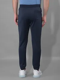 Stylish Navy Blue Polyester Regular Track Pants For Men-thumb2