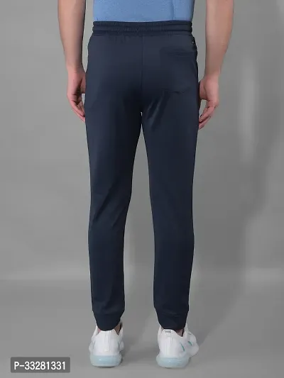 Stylish Navy Blue Polyester Regular Track Pants For Men-thumb3