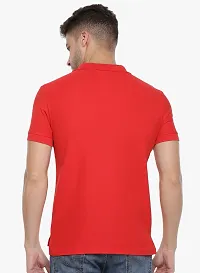 Stylish Red Cotton Solid Short Sleeves Polos For Men-thumb1