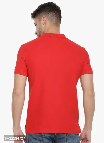 Stylish Red Cotton Solid Short Sleeves Polos For Men-thumb2