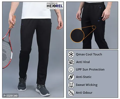 Stylish Black Polyester Regular Track Pants For Men-thumb5