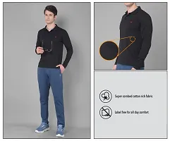 Stylish Black Cotton Solid Long Sleeves Polos For Men-thumb4