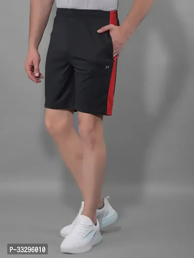 Stylish Black Polyester Solid Regular Fit Sports Shorts For Men-thumb2