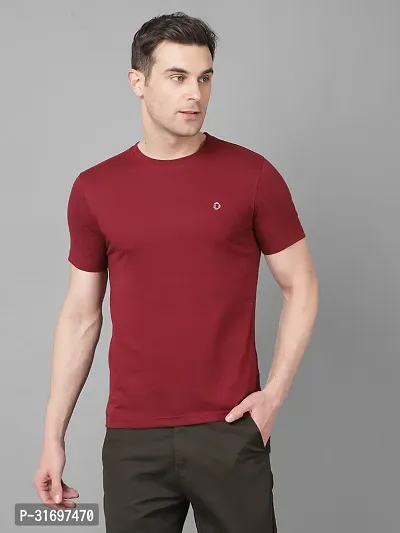 Reliable Red Cotton Blend Solid T-Shirt For Men-thumb0