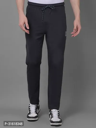 Comfortable Grey Cotton Blend Regular Track Pants For Men