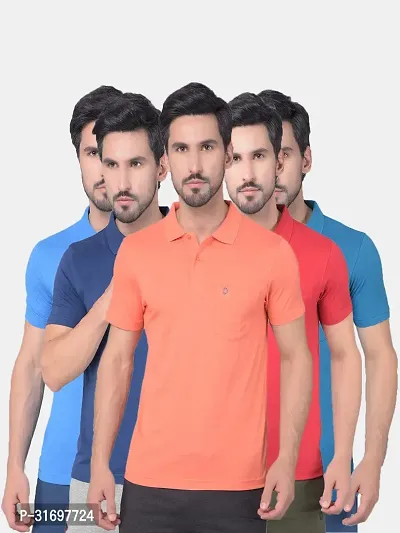 Reliable Multicoloured Cotton Blend Solid T-Shirt For Men Pack Of 5