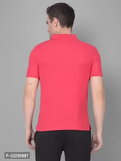 Stylish Pink Cotton Solid Short Sleeves Polos For Men-thumb2