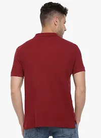 Stylish Maroon Cotton Solid Short Sleeves Polos For Men-thumb1