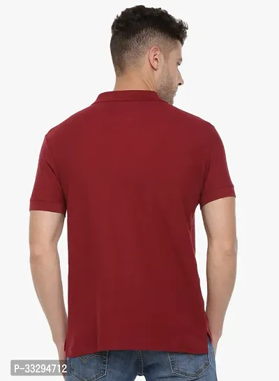 Stylish Maroon Cotton Solid Short Sleeves Polos For Men-thumb2