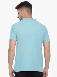 Stylish Blue Cotton Solid Short Sleeves Polos For Men-thumb1