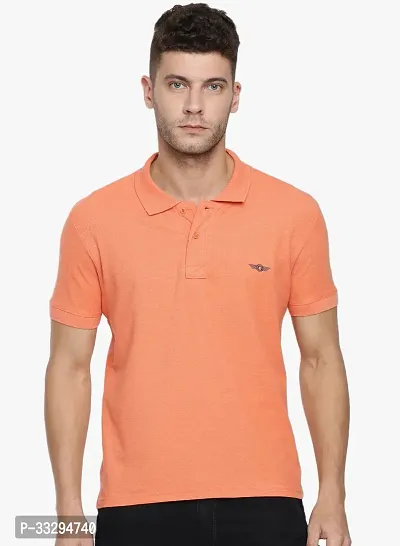 Stylish Orange Cotton Solid Short Sleeves Polos For Men