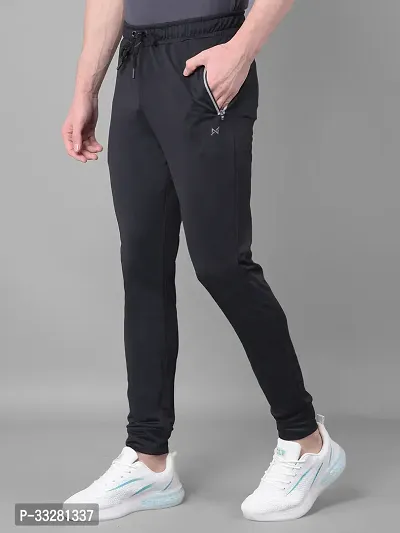 Stylish Black Polyester Regular Track Pants For Men-thumb2