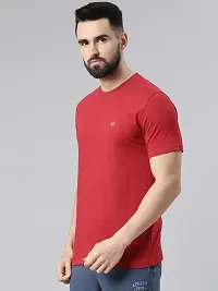 Stylish Red Cotton Solid Short Sleeves Tees For Men-thumb2