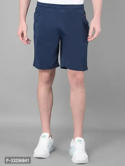 Stylish Blue Polyester Solid Regular Fit Sports Shorts For Men-thumb0