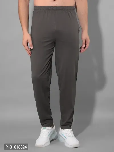 Comfortable Olive Cotton Blend Regular Track Pants For Men