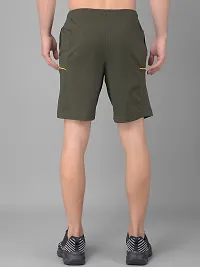 Comfortable Olive Cotton Blend Regular Shorts For Men-thumb1