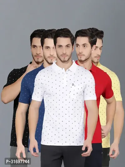 Reliable Multicoloured Cotton Blend Printed T-Shirt For Men Pack Of 5