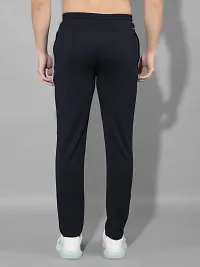 Stylish Navy Blue Polyester Regular Track Pants For Men-thumb2