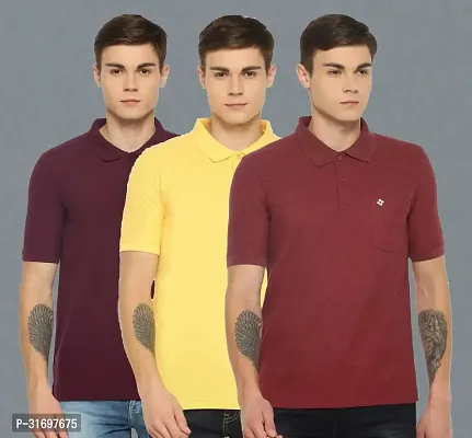 Reliable Multicoloured Cotton Blend Solid T-Shirt For Men Pack Of 3-thumb0