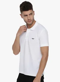 Stylish White Cotton Solid Short Sleeves Polos For Men-thumb2