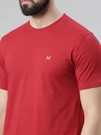 Stylish Red Cotton Solid Short Sleeves Tees For Men-thumb3