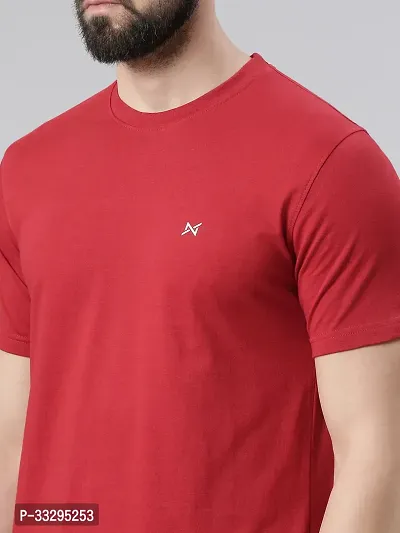 Stylish Red Cotton Solid Short Sleeves Tees For Men-thumb4