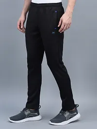 Stylish Black Polyester Regular Track Pants For Men-thumb1