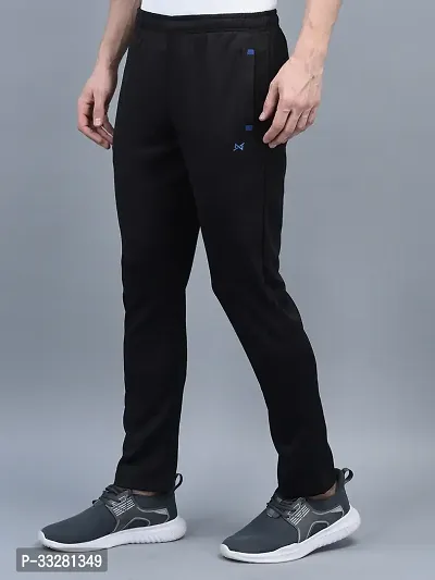 Stylish Black Polyester Regular Track Pants For Men-thumb2