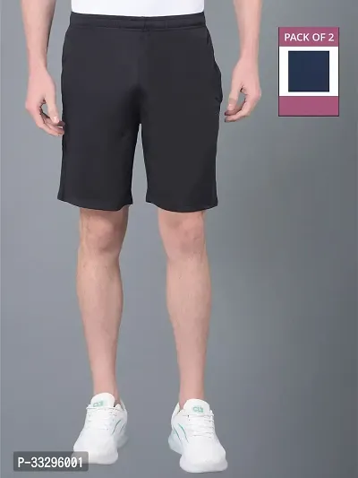 Stylish Multicoloured Polyester Solid Regular Fit Sports Shorts For Men Pack Of 2-thumb0