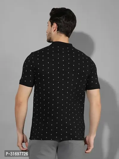 Reliable Black Cotton Blend Printed Polo T-Shirt For Men-thumb2