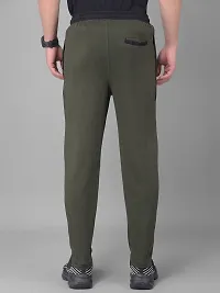 Comfortable Olive Cotton Blend Regular Track Pants For Men-thumb1