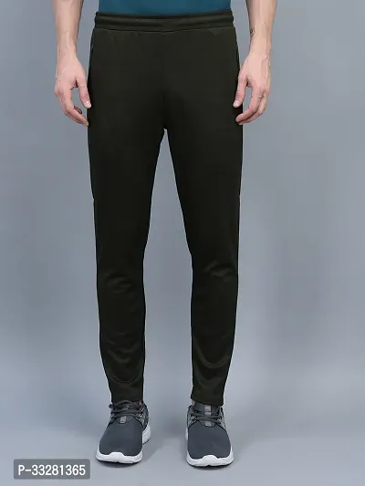 Stylish Olive Polyester Regular Track Pants For Men-thumb0